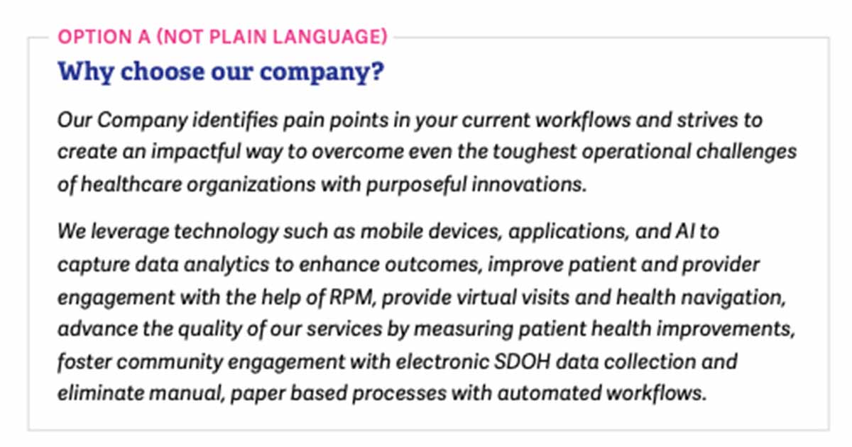 The Benefits of Using Plain Language in B2B Healthcare Content